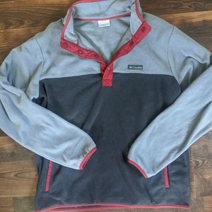 Columbia Gray & Red Quarter Button Pullover